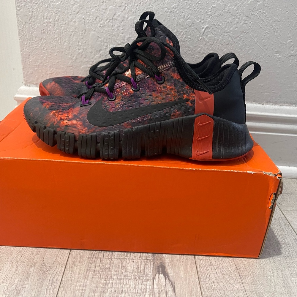 Nike Black and Red Sneakers with Camouflage Design